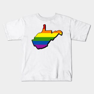Rainbow West Virginia Outline Kids T-Shirt